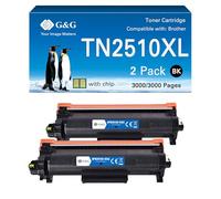 G&G TN2510XL Toner compatible avec Brother TN2510XL TN2510 pour Brother HL-L2400DWE MFC-L2800DW HL-L2400DW MFC-L2860DWE MFC-L2835DW DCP-L2620DW DCP-L2627DWE (2 Noir TN2510XL)