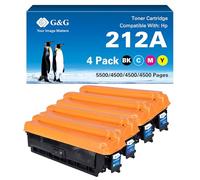 G&G Toner 212A compatible avec HP 212A 212X pour HP Color Laserjet Enterprise M554dn M555dn M555x MFP M578dn M578f (noir, cyan, jaune, magenta)