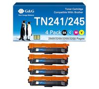 G&G Toner compatible avec Brother TN241 TN245 pour Brother MFC-9332CW DCP-9022CDW MFC-9130CW MFC-9140CDN MFC-9142CDN HL-3140CW HL-3142CW TN-241 TN-245 (noir, cyan, magenta, jaune)
