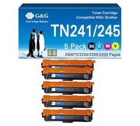 G&G Toner compatible avec Brother TN241 TN245 pour Brother MFC-9332CW DCP-9022CDW MFC-9130CW MFC-9140CDN MFC-9142CDN HL-3140CW HL-3142CW TN-241 TN-245 (2 noir/cyan/magenta/jaune)