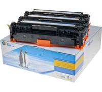 G&G Toner pack bundle remplace HP 125A, 128A, CF373AM, CF371AM cyan, magenta, jaune 1400 pages compatible Cassette de toner