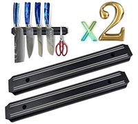 G GiGilbani Porte Couteaux Aimanté Cuisine avec Aimant Extra Puissant-2 Pièces de 33 cm- Barre Aimantée Porte Couteaux Ustensiles de Cuisine et Outils Aimant Porte Couteau Fixation Mural très Forte.