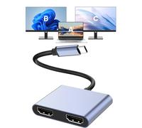 G GOPALA Adaptateur USB C vers double HDMI 4K @ 60 Hz, adaptateur multiport avec 2 HDMI, USB3.0, PD 100 W, répartiteur USB C compatible avec MacBook Pro/Air, iPad Pro, Dell, HP, S24/S23/S22