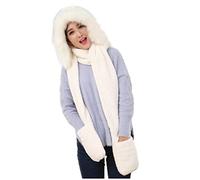 G Hat Écharpe Femme Épais Protecteurs Oreilles Laine Peluche Chapeau Chapeau Ensemble Chaud Gants Col Casquettes de Baseball Casquette Homme, blanc, Taille unique