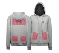 G-HEAT - Sweat Chauffant Zippé à Capuche - Mixte - Coupe Ajustée Usage : Quotidien, Ville, Travail par Temps froids. Fourni avec Batterie et Câble de Recharge (Gris, XL)