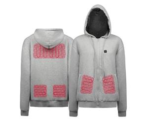 G-HEAT - Sweat Chauffant Zippé à Capuche - Mixte - Coupe Ajustée Usage : Quotidien, Ville, Travail par Temps froids. Fourni avec Batterie et Câble de Recharge (Gris, M)