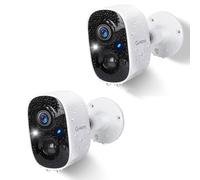 G-Homa Camera Surveillance WiFi Extérieure sans Fil Batterie, 2K IP Caméra Intérieure avec Vision Nocturne Couleur, Audio Bidirectionnel, Détection de Mouvement PIR, Sirène d'alarme, SD/Cloud, IP65