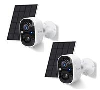 G-Homa Lot de 2 caméras de Surveillance extérieures avec Panneau Solaire - sans Fil - WiFi - Détecteur de Mouvement PIR - Longue durée de Veille - Stockage Cloud/SD - IP65 - Audio bidirectionnel