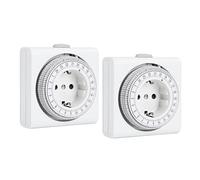 G-Homa Lot de 2 minuteries mécaniques analogiques pour l'intérieur avec 96 segments, intervalle de commutation de 15 min, cycle marche/arrêt quotidien, pour décoration de Noël, sécurité enfant,