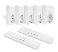 G-Homa Lot de 5 prises télécommandées avec télécommande, avec 2 télécommandes, pour appareils ménagers, éclairage de Noël, grande portée de 30 m, programmable, 2300 W/10 A, homologué CE, blanc