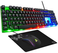 G-Lab Combo Yttrium - Pack Clavier Et Souris Gaming,Combo 3 En 1 Avec Clavier Gaming Qwerty,105 Touches,Souris Gamer 2600 Dpi,Tapis De Souris Gamer - Pc/Ps4/Ps5 (Nouvelle Version)