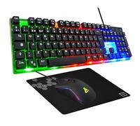 G-Lab Combo Yttrium - Pack Clavier et Souris Gaming, Combo 3 en 1 avec Clavier Gaming QWERTY, 105 Touches, Souris Gamer 2600 DPI, Tapis de Souris Gamer - PC/PS4/PS5 (Nouvelle Version)