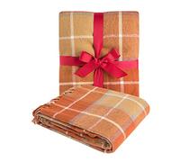 G Lake Plaid Orange en Acrylique Doux réversible Teint à Franges - Cadeau pour décoration de Noël - 127 x 170 cm (l x L) - Orange Citrouille