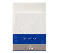 Lalo 61400L - Un ensemble de correspondance comprenant 10 feuilles A5 100g et 5 enveloppes gommées doublées 11,4x16,2 cm, Vergé de France, Blanc