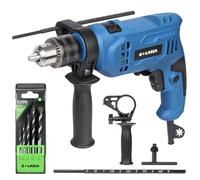 G LAXIA Perceuse à Percussion Filaire 550W, Fonction 2 en 1 (Perçage/Marteau), 3000 tr/min, Mandrin Sans Clé 13mm, Poignée Rotative 360° et Levier de Profondeur, Pour Béton, Métal, Bois