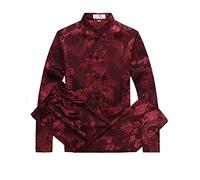 G-like Chinois Vêtements Tang Suit Kung Fu Chemise Costume traditionnel de Chine Tangzhuang Kung Fu Manches Longues Costume Costume de Chemise Uniforme avec Motif Dragon - Rouge - XXL