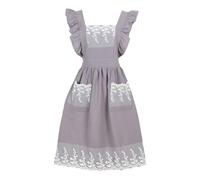 G-LIKE Tablier vintage femme/fille - Tablier de cuisine classique sans manches rétro en coton dentelle lacets - Résistant huile taches - Cuisine