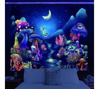 G-LIKE Tapisserie murale fluorescente réactive aux UV pour chambre à coucher, fête, plage, salon