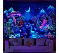 G-LIKE Tapisserie murale UV, Trippy Neon, phosphorescente dans l'obscurité, lumière noire, tenture murale Trippy pour chambre, fête, plage, salon