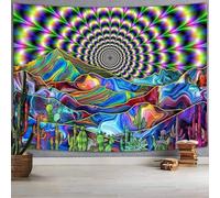 G-LIKE Tapisseries Néon Trippy Réactives aux UV, Tapisserie Murale Lumineuse sous la Lumière UV, Tapisserie Murale Trippy pour Chambre, Fête, Plage, Salon