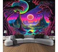 G-LIKE Tapisseries Néon Trippy Réactives aux UV, Tapisserie Murale Lumineuse sous la Lumière UV, Tapisserie Trippy pour Chambre, Fête, Plage, Salon