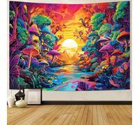 G-LIKE Tapisseries Néon Trippy Réactives aux UV, Tapisserie Murale Lumineuse sous Lumière UV, Tapisserie Trippy pour Chambre, Fête, Plage, Salon