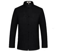 G-LIKE Veste de Kung Fu à manches longues pour homme Style chinois, Noir , S