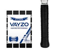 G-Lueck Vayzo Overgrip pour Raquette de Padel et Tennis perforé, surgrip antidérapant et Absorbant la Transpiration, pour Badminton, Squash et Pickleball (Noir, Lot de 12)
