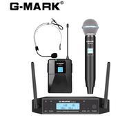 G-MARK de microphone sans fil GLXD4 Système UHF professionnel pour déterminer le micro et le micro Bodypack pour le spectacle sur scène,l'église de fête à la maison - Type 1H1B-Headset-EU