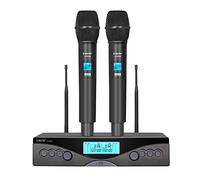 G-Mark Wireless Microphone System, Professional UHF Dual Channel Handheld Cordless Dynamic Mic Set for Home Karaoke, Church, DJ, Wedding, Meeting, Events, 200ft Range
