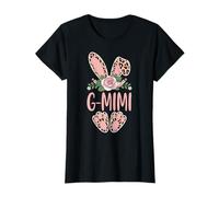 G-Mimi Oreilles de Lapin léopard Motif Floral Pâques T-Shirt