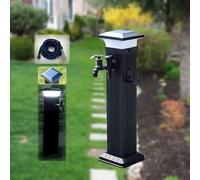 G Robinet d'eau de jardin avec double robinet et pistolet pulvérisateur, lumière LED solaire, idéal pour une utilisation en hiver et un arrosage facile
