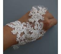 G-RUI Applique brodée en dentelle de luxe pour robes de mariée avec strass (beige) 6 cm x 0,9 m