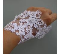 G-RUI Appliques brodées en dentelle de luxe pour robes de mariée avec strass 6 cm x 0,9 m (blanc)