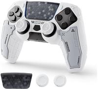G.S.TAC Ensemble de coques de manette tactiques compatibles avec PS5, coque en silicone antidérapante, compatible avec manette de PS5, 2 poignées de pouce et 2 autocollants, compatible avec Monster