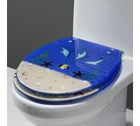 G, siège de toilette Ocean Series avec effets 3D, siège de toilette à fermeture lente, sièges de toilette en résine remplis de vrais coquilles et de gravier, charnières en acier inoxydable, facile à