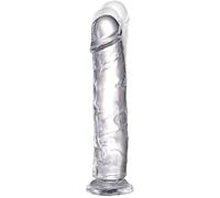 G Spot Gode réaliste en gelée avec ventouse puissante et harnais de pénis flexible compatible anal adulte pour femme (15,5 x 3 cm, transparent)