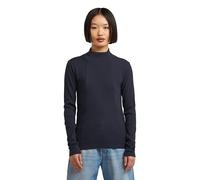 G-STAR A Line Slim Rib Mock t ls WMN, Bleu (Osaka Blue D26905-e136-3873), XL