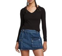 G-Star Femme Haut Slim Rib En Col V, Noir (dk black D26064-D253-6484), S