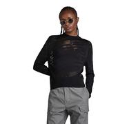 G-Star Femme Pull en Maille Pointelle Text, Noir (dk black D23924-B754-6484), M