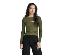 G-Star Femme Top Cut-Out Slim Boatneck, Vert (dark olive D23811-D493-C744), S