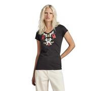 G-Star Femme Top Look Book Graphic Slim V-Neck, Noir (dk black D24671-4107-6484), S