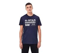 G-Star T-shirt Graphic 8 – manches courtes, encolure côtelée – Bleu M Homme