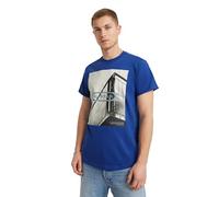 G-Star Homme T-Shirt HQ Oldskool Logo Lash, Bleu (radar blue D24683-C372-1474), S
