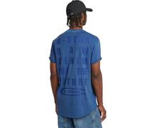 G-Star Homme T-Shirt Text Back Graphic Overdyed Lash, Bleu (pilot gd D25971-2653-H190), L