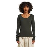 G-Star Raw C.V. Slim Rib Open Neck t ls WMN T-Shirt, Gray, L Women's