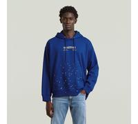G-Star RAW Sweat Text Splatters Relaxed Hoodie Bleu moyen XL