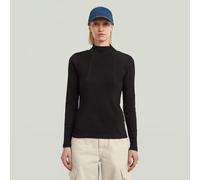 G-STAR A Line Slim Rib Mock t ls WMN, Noir (DK Black D26905-e136-6484), XL