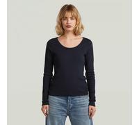 G-Star RAW T-shirt Slim Rib Open Neck Bleu foncé XXS