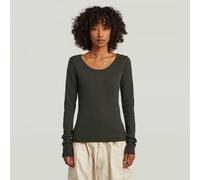 G-Star RAW T-shirt Slim Rib Open Neck Gris M